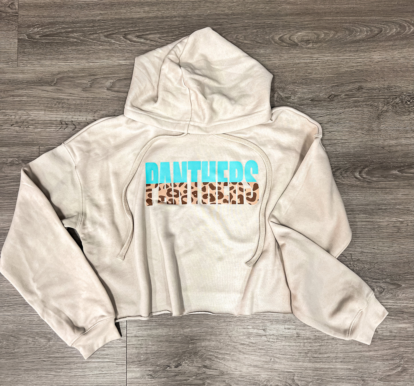Panthers Cheetah Print Cropped Hoodie