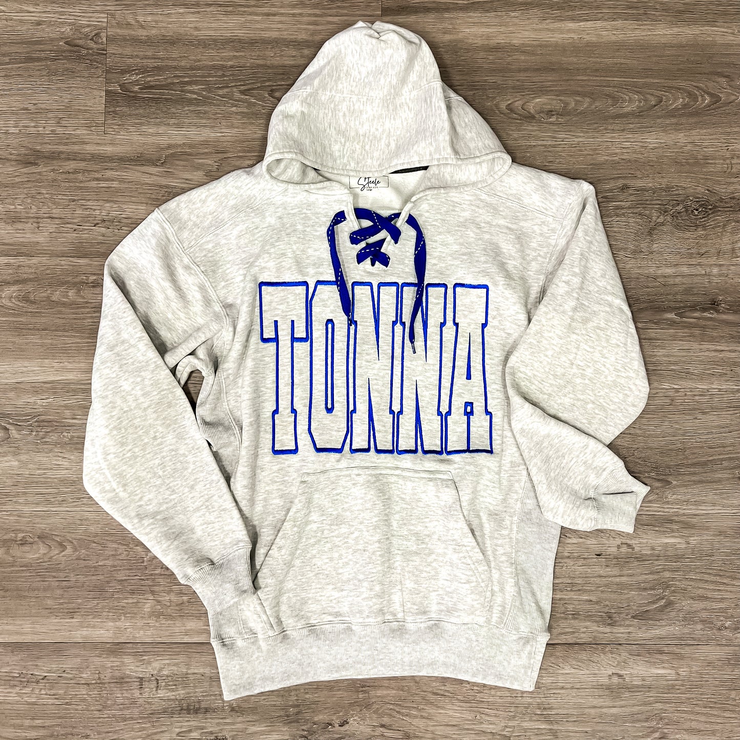 TONNA Embroidered Lace Up Hoodie- 2 colors