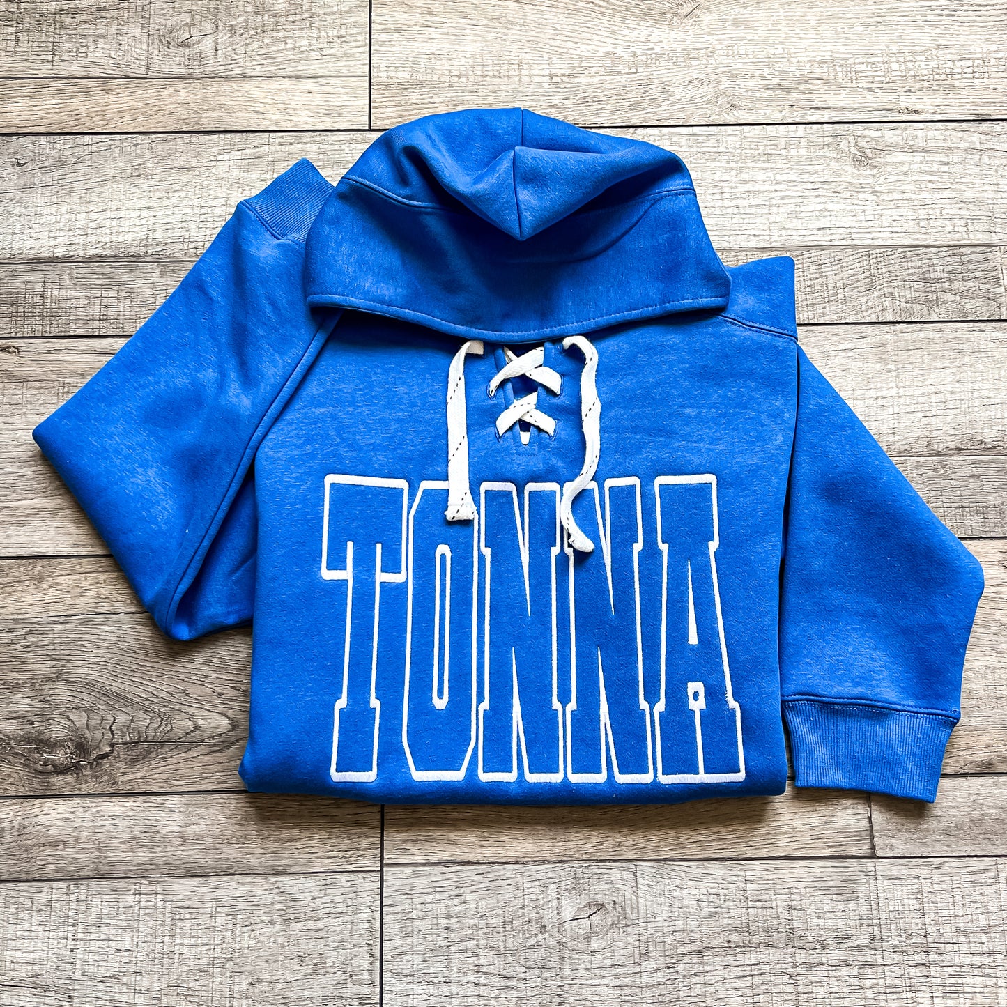 TONNA Embroidered Lace Up Hoodie- 2 colors
