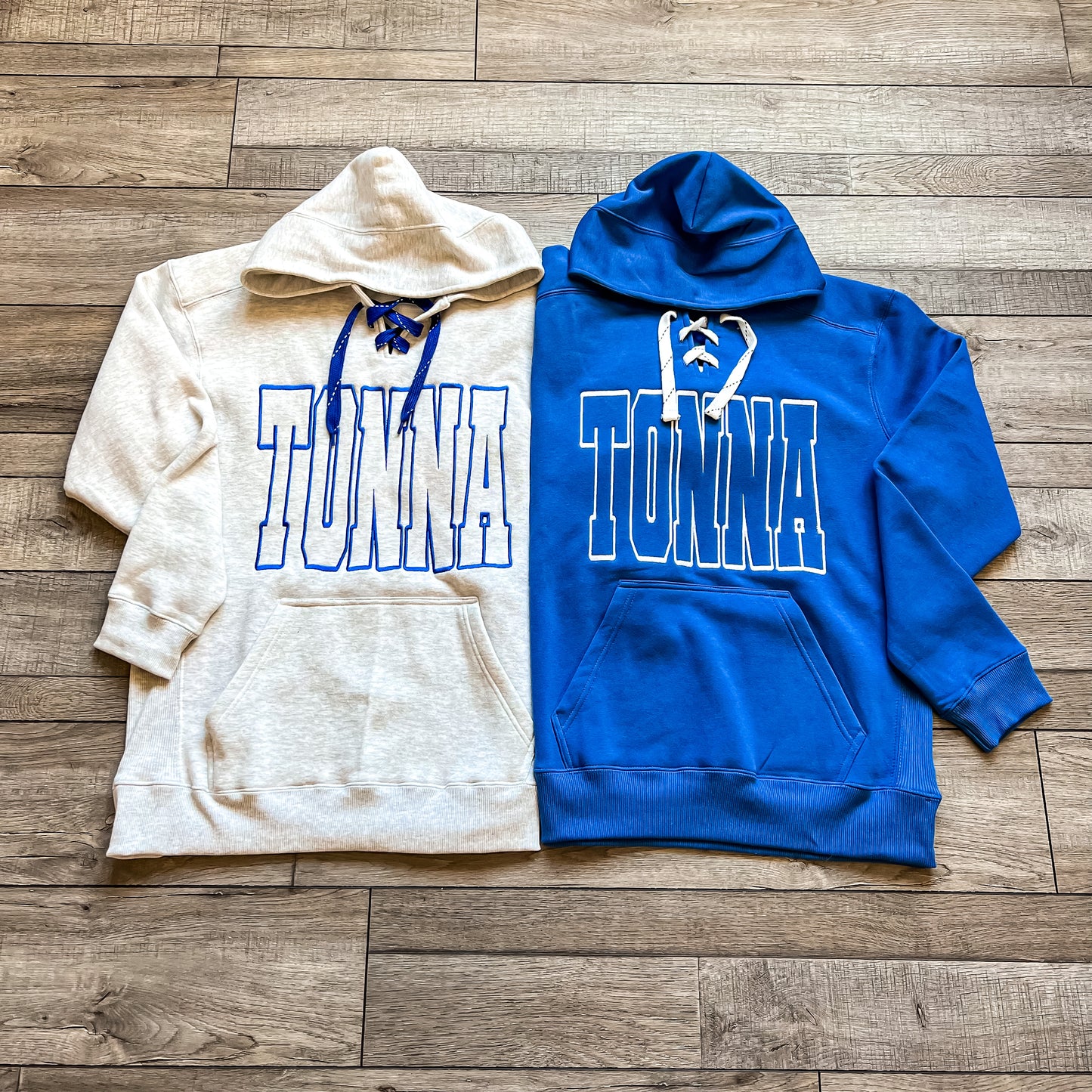 TONNA Embroidered Lace Up Hoodie- 2 colors