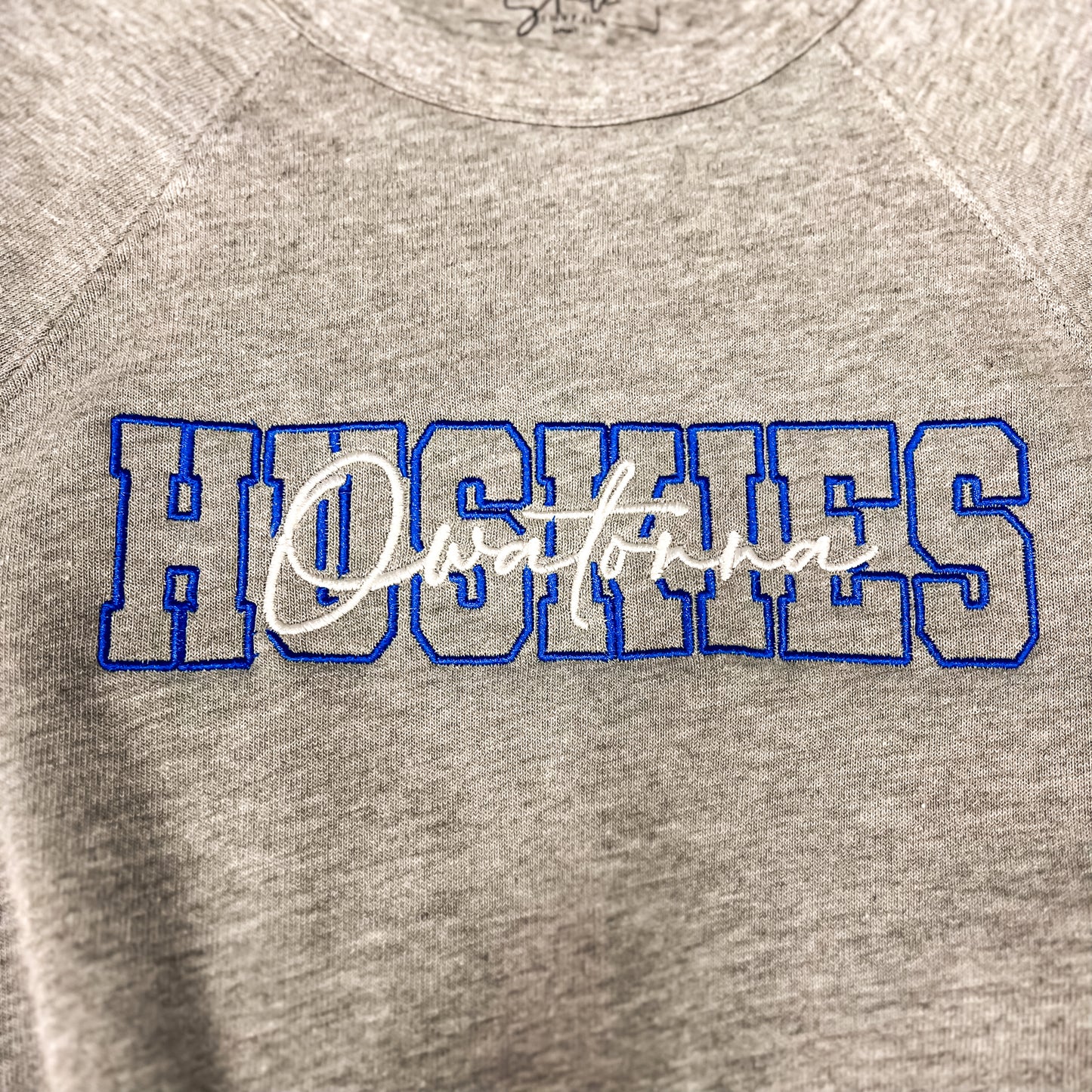 Owatonna Huskies Embroidered Raglan Crew