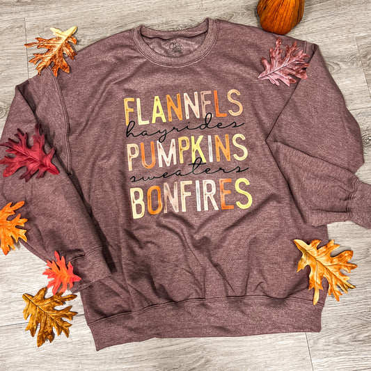 Flannels Pumpkins Bonfires - Maroon