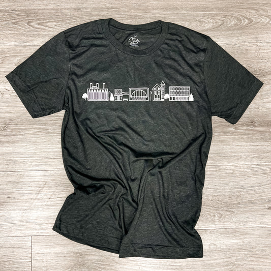 Owatonna Cityscape Tee- Charcoal