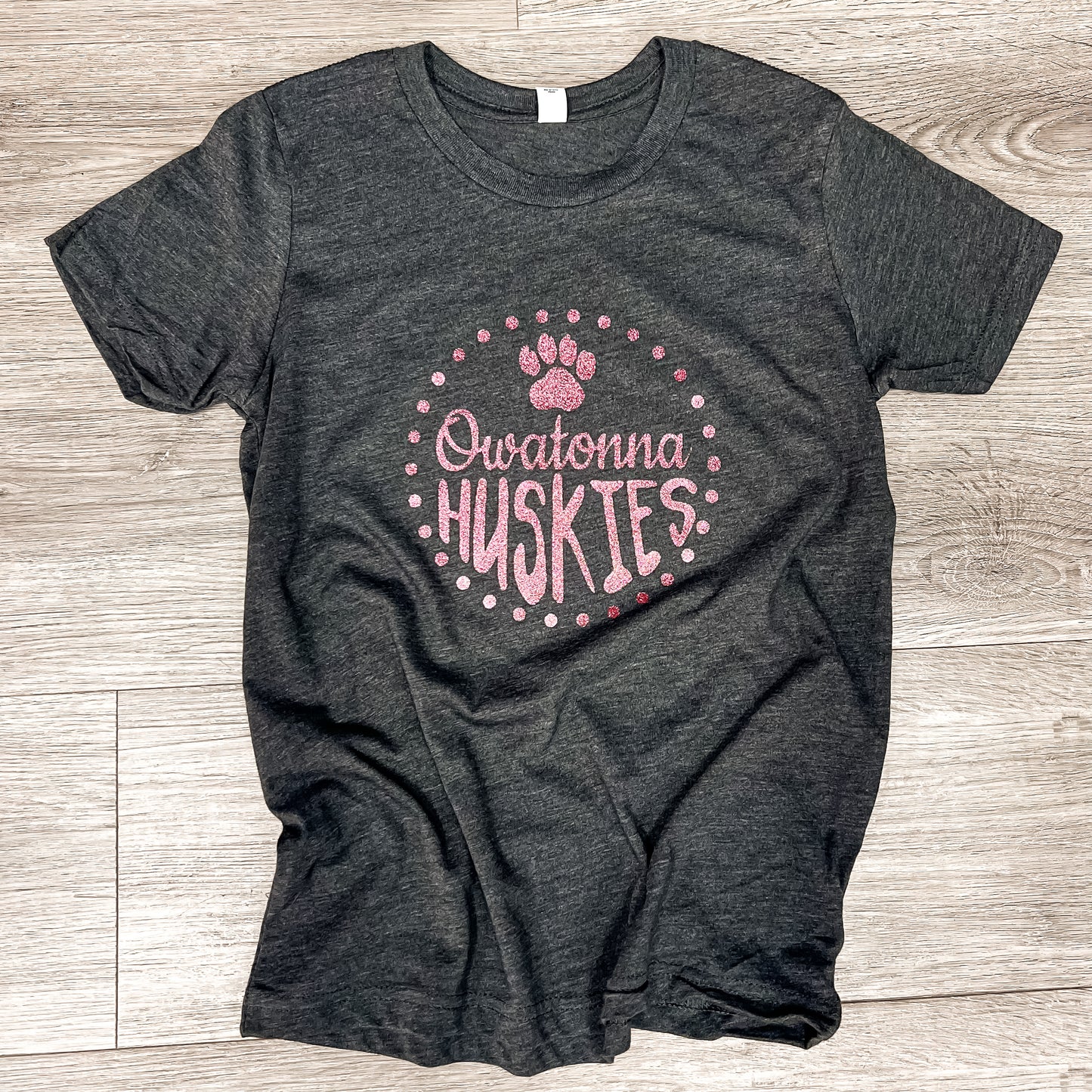 Huskies Kids Glitter Tee- Pink