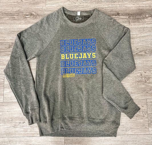 Blue Jays on Repeat Crew- Grey