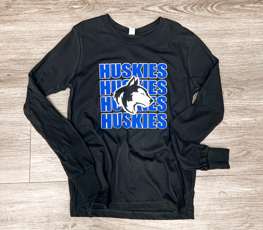 Kids Huskies Head Long sleeve - Black