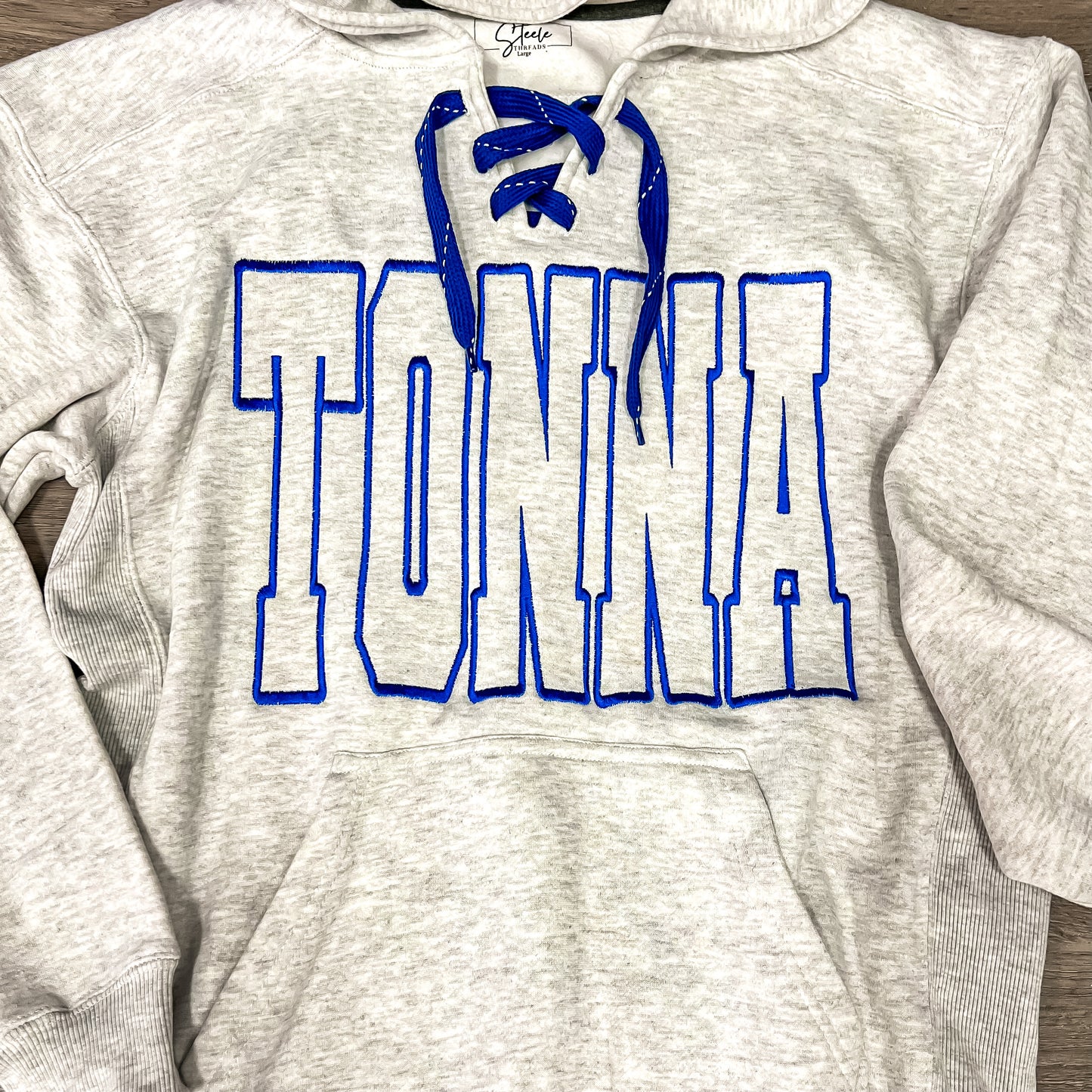 TONNA Embroidered Lace Up Hoodie- 2 colors