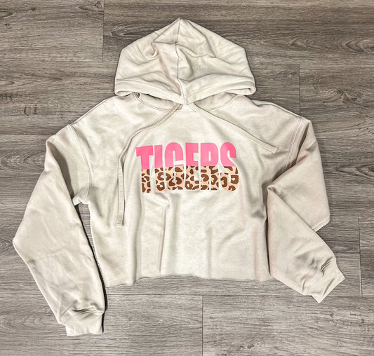 Tigers Cheetah Print Cropped Hoodie