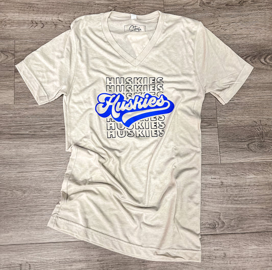 Vintage Huskies V neck Tee