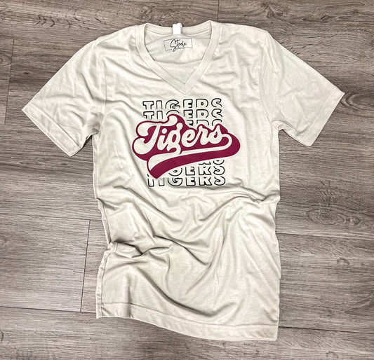 Vintage Tigers V neck Tee