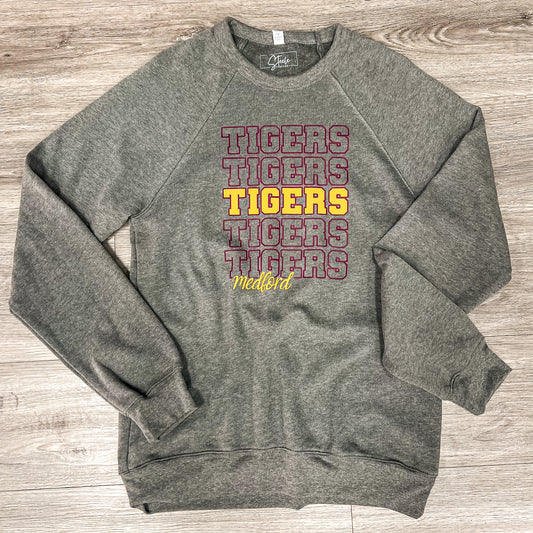 Tigers on Repeat Crew- Grey