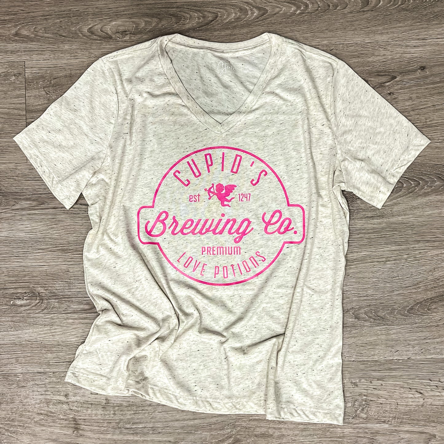 Cupid's Brewing Co. Tee- Oatmeal V-neck